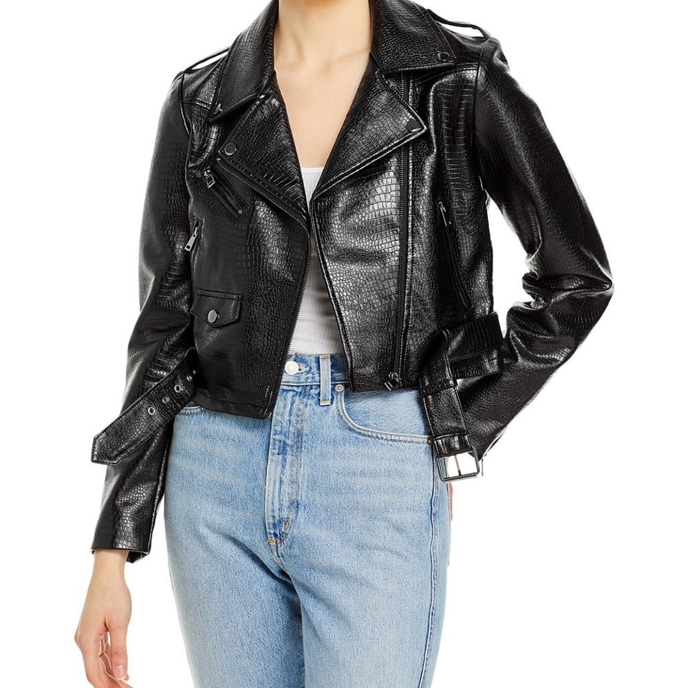 AQUA Croc Embossed Jacket - vegan leather
